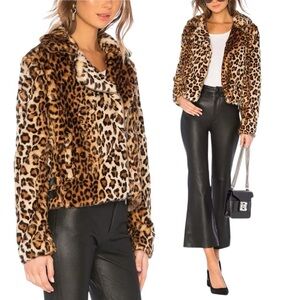 REBECCA MINKOFF x REVOLVE Hudson Leopard Cheetah Faux Fur Moto Jacket